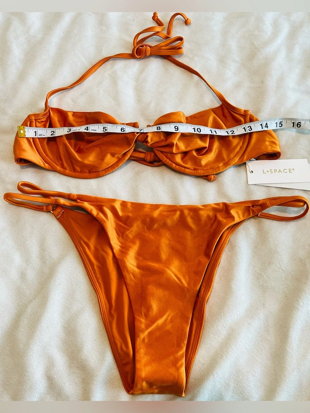 L*Space Bikini Set Toni Top & Wilder Bitsy Bottom Large/XL Orange Resortwear